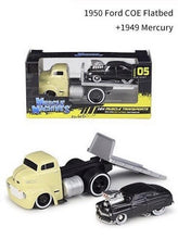 Load image into Gallery viewer, Maisto 1:64 1950 COE Flatbed Trailer 1949 Mercury Model Diecast Metal Car New