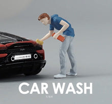 Load image into Gallery viewer, 1:64 Painted Figure Mini Model Toy Miniature Car Scenes Resin Car Wash Boy Man