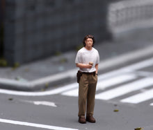 Load image into Gallery viewer, 1:64 Painted Figure Model Miniature Resin Casual Man Standing Holding Coffee