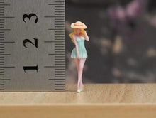Load image into Gallery viewer, 1:64 Painted Figure Model Miniature Resin Diorama Sand Girl Blue Dress Hat Lady