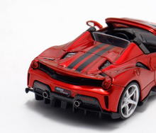 Load image into Gallery viewer, TPC 1:64 Red 488 Silver Rims Convertible Sports Model Diecast Metal Car New Collection