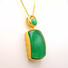 Load image into Gallery viewer, Nature Jade Peace Fortune Plaque Pendant Necklace Gift Jewelry charm Blessing