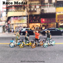 Load image into Gallery viewer, 1:64 Painted Figure Mini Model Miniature Resin Diorama Sand Bicycle Street Boy