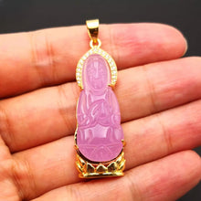 Load image into Gallery viewer, Nature Jade Guanyin Pendant Necklace Gift Jewelry charm Blessing Lucky Purple g