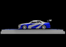 Load image into Gallery viewer, TM 1:64 FNF Silver Blue Skyline GTR R34 Sports Model Diecast Metal Car New Collection