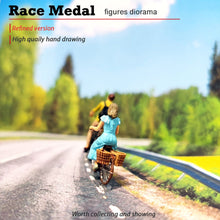 Load image into Gallery viewer, 1:64 Painted Figure Mini Model Miniature Resin Diorama People Pastoral Bicycle