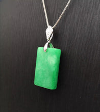 Load image into Gallery viewer, Nature Jade Rectangle Pendant Necklace Gift Jewelry charm Blessing Lucky gs