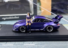 Load image into Gallery viewer, MC 1:64 Purple RWB 993 High Wing Figure Sports Model Diecast Metal Car New Collection