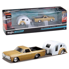 Load image into Gallery viewer, Maisto 1:64 1967 El Camino Pickup Traveler Trailer Tow & Go Model Metal Car