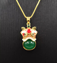 Load image into Gallery viewer, Nature Jade Traditional Lion Pendant Necklace Gift Jewelry charm Blessing Green