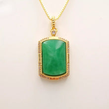 Load image into Gallery viewer, Nature Retangle Jade Pendant Necklace Gift Jewelry charm Blessing Fortune New G