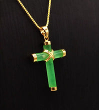 Load image into Gallery viewer, Nature Cross Jade Pendant Necklace Jewelry charm Blessing Gift for Woman & Man G