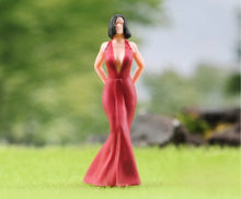 Load image into Gallery viewer, 1:24 Painted Figure Model Miniature Resin Diorama Sand Red Dinning Dress Lady