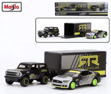 Load image into Gallery viewer, Maisto 1:64 2021 Bronco SUV Trailer 2015 Mustang GT Haulers Model Metal Car
