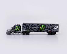 Load image into Gallery viewer, FINE 1:64 Black Racing Peterbilt King Hauler Trailer Model Diecast Metal Car