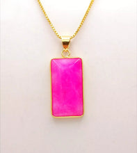 Load image into Gallery viewer, Nature Jade Pink Rectangle Pendant Necklace Gift Jewelry charm Blessing Lucky