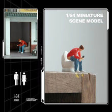 Load image into Gallery viewer, 1:64 Painted Figure Mini Model Miniature Resin Diorama Sand People Man On Toilet