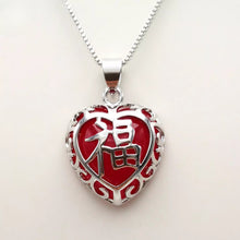 Load image into Gallery viewer, Nature Jade Heart Pendant Necklace Gift Jewelry charm Blessing Fortune Lucky b