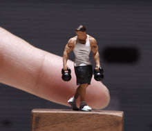 Load image into Gallery viewer, 1:64 Painted Figure Model Miniature Resin Diorama Scene Sand Gym Man Exercise T