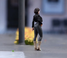 Load image into Gallery viewer, 1:64 Painted Figure Model Miniature Resin Sand Cool Girl Pretty Lady in Black