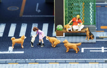 Load image into Gallery viewer, 1:64 Painted Figure Model Miniature Resin Diorama Sand Pet Walk Dog Puppy Toy