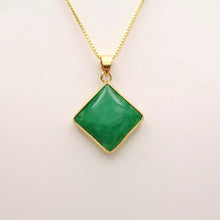 Load image into Gallery viewer, Nature Jade Diamond Shape Pendant Necklace Gift Jewelry charm Blessing Elegant