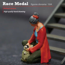 Load image into Gallery viewer, 1:64 Painted Figure Mini Model Miniature Resin Diorama Toy Lady Flipping Bag Red