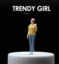 Load image into Gallery viewer, 1:64 Painted Figure Mini Model Toy Miniature Car Scenes Resin Girl Casual Lady
