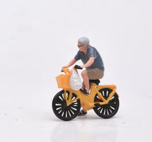 Load image into Gallery viewer, 1:64 Painted Figure Model Miniature Resin Diorama Scene Elderly Riding Bicycle