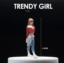 Load image into Gallery viewer, 1:64 Painted Figure Mini Model Toy Miniature Car Scenes Resin Trendy Girl in Red
