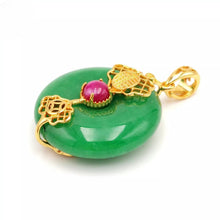Load image into Gallery viewer, Nature Jade Fortune Round Pendant Necklace Gift Jewelry charm Blessing Lucky Fu