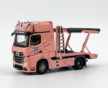 Load image into Gallery viewer, 1:64 Pink Actros Gigaspace 4x2 Trailer Truck LFA #23 Model Diecast Metal Car