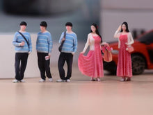 Load image into Gallery viewer, 1:64 Painted Figure Model Miniature Resin Diorama Toy Casual Boy Pink Dress Girl