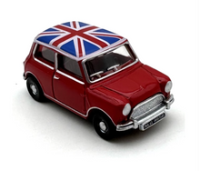 Load image into Gallery viewer, OXFORD 1:76 Red Austin Mini UK Flag Classic Coupe Sports Model Diecast Metal Car New