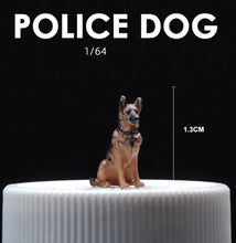 Load image into Gallery viewer, 1:64 Painted Figure Mini Model Toy Miniature Car Scenes Resin Police Patrol Dog