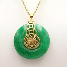 Load image into Gallery viewer, Nature Jade Fu Green Round Pendant Necklace Gift Jewelry charm Blessing Lucky