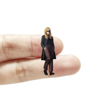 Load image into Gallery viewer, 1:64 Painted Figure Mini Model Miniature Resin Diorama Woman Cool Black Coat