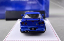 Load image into Gallery viewer, FH 1:64 JDM Blue Skyline GTR R34 V-SPEC II Sports Model Diecast Metal Car BN