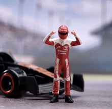 Load image into Gallery viewer, 1:64 Painted Figure Model Miniature Resin Helmet Racer Driver in Red Raise Hand