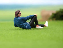 Load image into Gallery viewer, 1:24 Painted Figure Model Miniature Resin Diorama Sand Half Lying Sunglasses Man