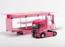 Load image into Gallery viewer, 1:64 Pink Scania S730 Enclosed Double Deck Truck Model Diecast Metal Car BN