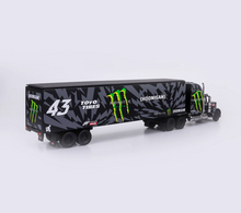 Load image into Gallery viewer, FINE 1:64 Black Racing Peterbilt King Hauler Trailer Model Diecast Metal Car