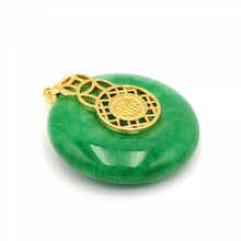 Load image into Gallery viewer, Nature Jade Fu Green Round Pendant Necklace Gift Jewelry charm Blessing Lucky