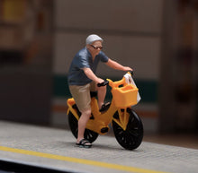 Load image into Gallery viewer, 1:64 Painted Figure Model Miniature Resin Diorama Scene Elderly Riding Bicycle
