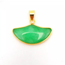 Load image into Gallery viewer, Nature Jade Fan Shape Pendant Necklace Gift Jewelry charm Blessing Lucky New