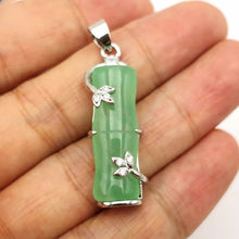 Load image into Gallery viewer, Nature Jade Bamboo Pendant Necklace Gift Jewelry charm Blessing Lucky Green BN