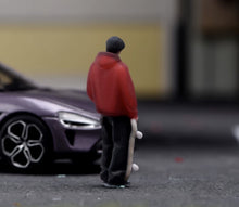 Load image into Gallery viewer, 1:64 Painted Figure Model Miniature Resin Sand Boy with Skate Board in Red Cool