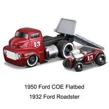 Load image into Gallery viewer, Maisto 1:64 1950 COE Flatbed Trailer 1932 Roadster Model Diecast Metal Car New