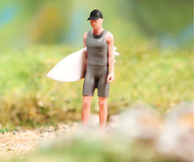 Load image into Gallery viewer, 1:64 Painted Figure Model Miniature Resin Diorama Toy Sand Surfboard Boy Surfing
