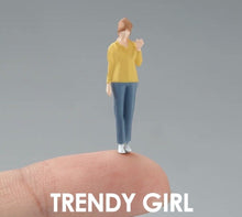Load image into Gallery viewer, 1:64 Painted Figure Mini Model Toy Miniature Car Scenes Resin Girl Casual Lady
